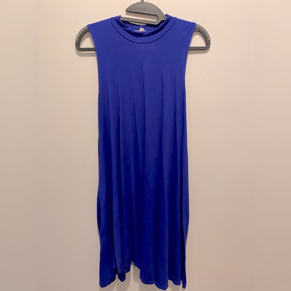 Blue high neck tank dress